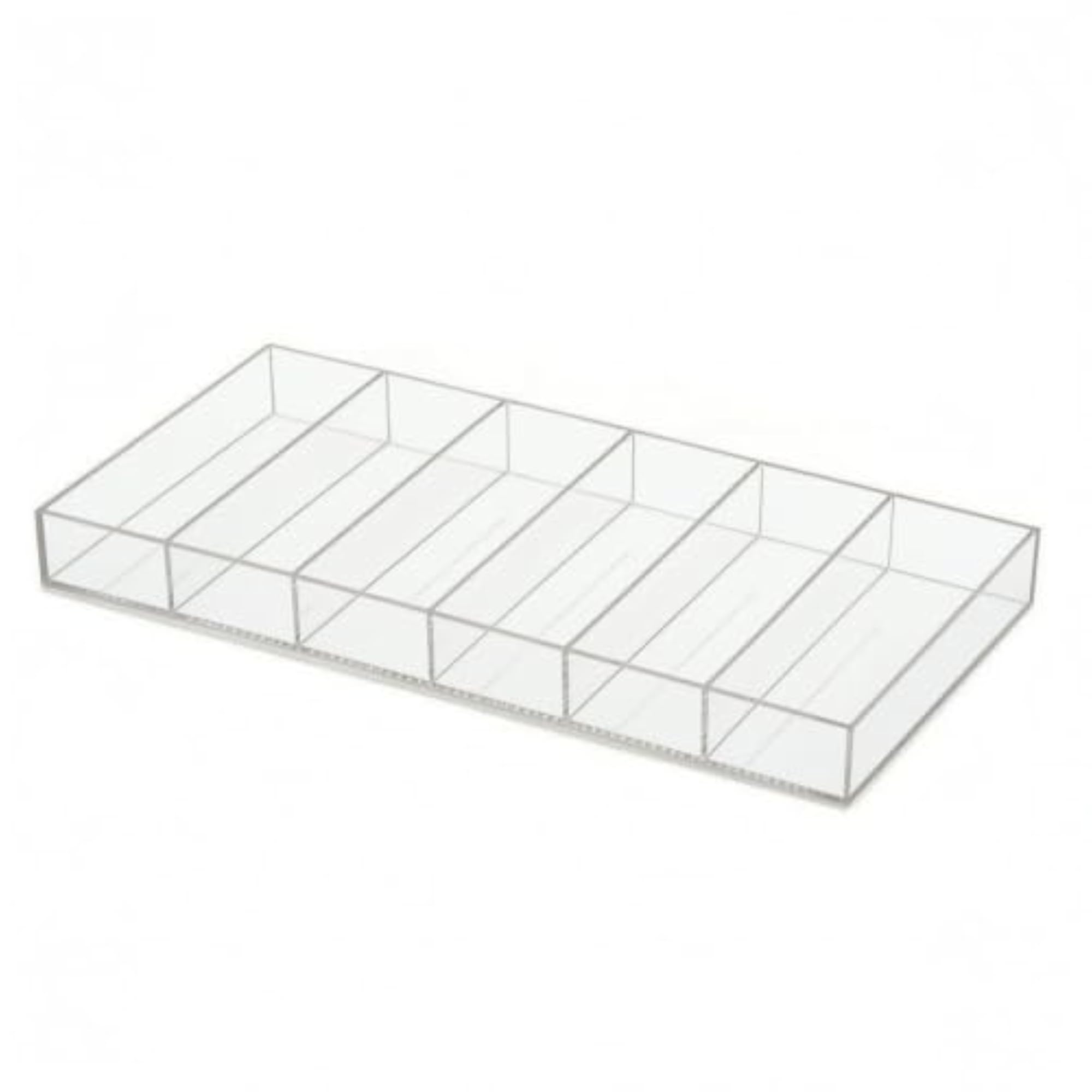 Transparent Acrylic Cosmetic Storage Box, 6 Compartments