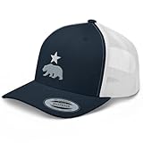 RIVEMUG California Bear and Star Rep Your State Platinum Trucker Hat Embroidered Curved Bill Snapback Baseball Cap Men Women
