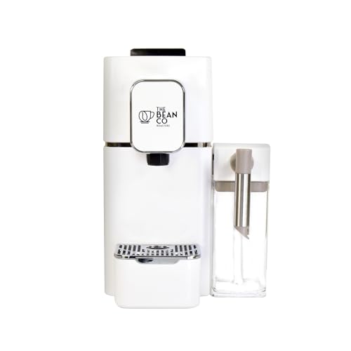 Image of THE BEAN CO Coffee Capsule Machine with Milk Tank Attachment |19 Bar Pressure Compatible with Nespresso Pods|Capsules Coffee Machine for Office, Espresso Coffee Maker Machine for Home-White