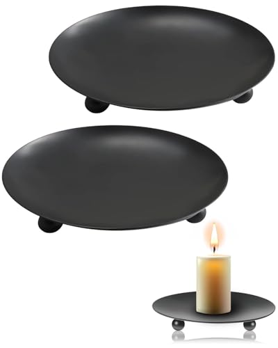 FUGLUS Chandeliers noirs pour couronnes de l'Avent et bougies colonnes, 9 cm – lot de 2, chandeliers de l'Avent sans clous, plateau de l'Avent, couronnes...