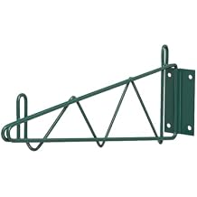 Green Epoxy Wire Wall Mounting Brackets, 18 Inch Deep, Metal, NSF Listed, 2 Pack Set, 360 lb Capacity