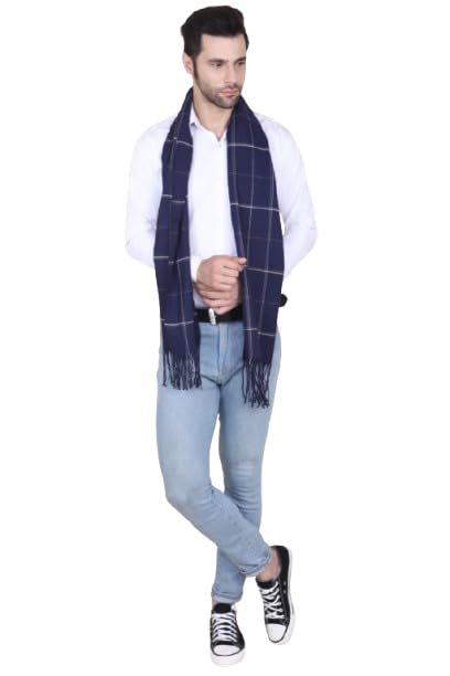 Cazzano Checkered Navy Blue Men's Muffler Elegant Design Great Pack of 1-picture-59