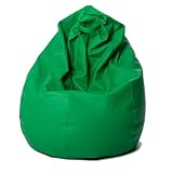 MiPuf - Puff Pera XXL Verde Esmeralda | Puff Salon Polipiel Alta Resistencia | Puff Gigante | Puff con Relleno Incluido | Puff Infantil y Adulto | Puff Dormitorio | Puf Doble Costura y Cremallera