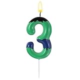 Conelist 1 Pcs Green Giant Candles 3rd 4th 5th Numbers Cake Candles Green Cake Topper for Cartoon Anime Movie Themed Birthday Decorations Baby Shower Party Supplies (Number 3)