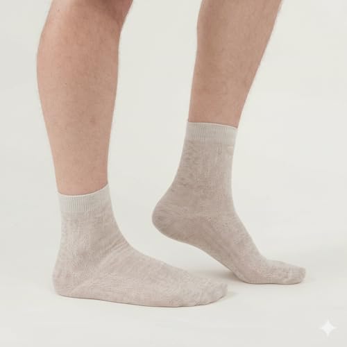 Image of Women's Crew Socks - Thin, Breathable Organic Linen, (5, X-Large) - Comfortable Everyday Socks