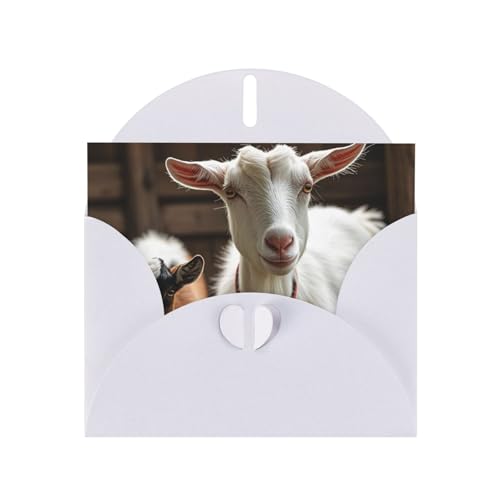 NBSKSDLK かわいいヤギのグリーティングカード あらゆる機会 空白のメモカード 封筒付き ポップアップバースデーカード ポストカード パーソナライズされたサンキューカード 4x6インチ