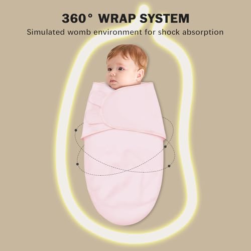 Image of Cute Castle 3-Pack Baby Swaddle Sleep Sacks - Newborn Swaddle Sack - Ergonomic Baby Swaddles Blanket Warp for Boys and Girls - Baby Essentials (0-6 Months - Pink, Moon, Stars)