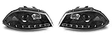 Headlights VR-1543 Front Lights Car Lamps Headlamp Headlamps Driver And Passenger Side Complete Set Headlight Assembly Daylight Black compatible with Seat Ibiza 6L 2002 2003 2004 2005 2006 2007 2008