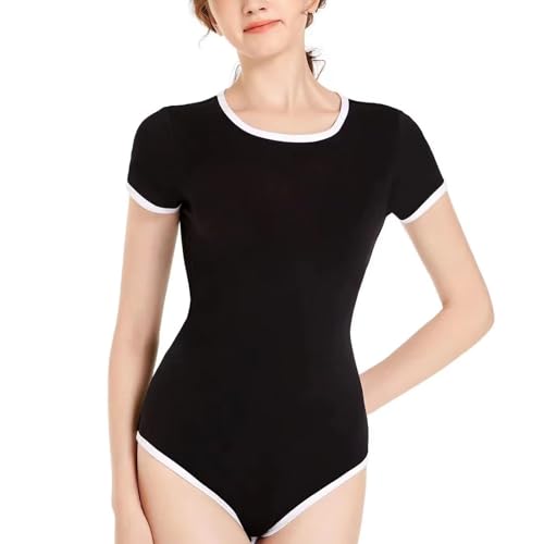 Landofgenie Onesie for Women Basic Adult Bodysuit Pajamas Solid Color Romper for Sleepwear Going Out Black M