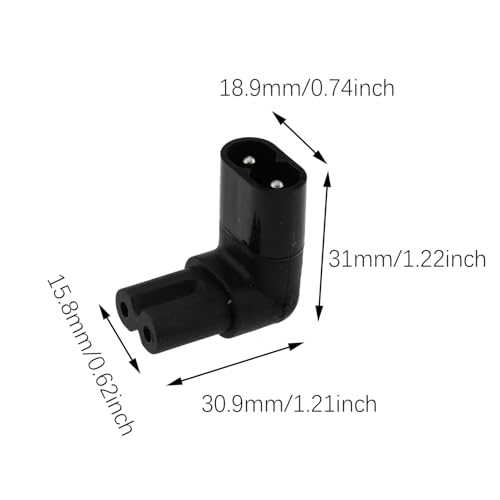 Adaptador AC C7 a C8 ángulo 90° pack x2 negro miniatura 4