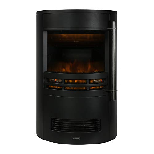 Zanussi 2000W/2KW Electric Fire Stove Heater, Freestanding Black Indoor Heater, Adjustable Thermostat, LED & Log Flame Effect, 30m² Room Size, 2 Heat Settings, ZEFSTV2001B, 2 Year Guarantee