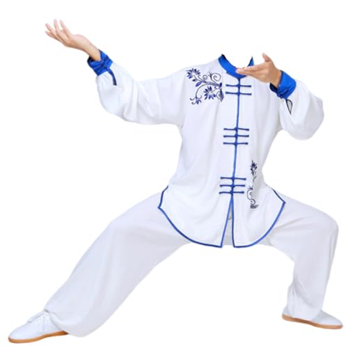PULaif Kung-Fu-Tai-Chi-Klassikanzug, Unisex-Kung-Fu-Uniform aus Baumwolle in Weiß, mehrere Größen(White B,3XL)