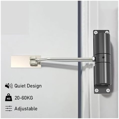 Adjustable 30KG Automatic Door Closer - Soft Closing Spring Mechanism for Smooth, Quiet Operation (Black) - Ideal for Home, Office, and Commercial Use