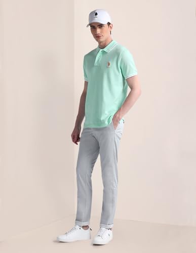 Image of U.S. Polo ASSN. Solid Slim Fit Polo T Shirts for Men - 100% Cotton, Half Sleeves Mens Tshirt