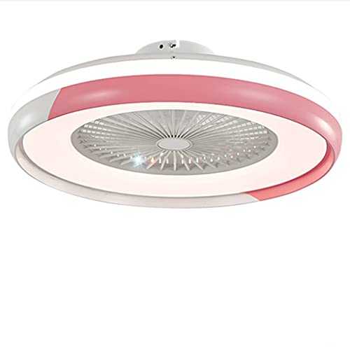 LED Del Ventilador De Techo 80W Nuevo De Estilo Dormitorio De La Luz Plafón Moderno Ultra Silencioso Con Control Remoto Control Silencioso Regulable Vivero De Oficinas Con Iluminación,Rosado