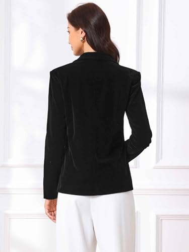 Allegra K Velvet Blazer for Women Halloween Lapel Collar Long Sleeve Button Vintage Work Blazers Jacket 20253