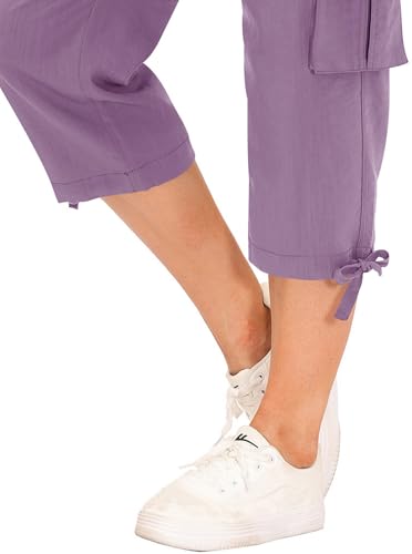 Image of MoFiz Womens Capris with Pockets Loose Fit Casual Capri Pants Dressy Lightweight Ladies Baggy Cargo Pants for Hiking