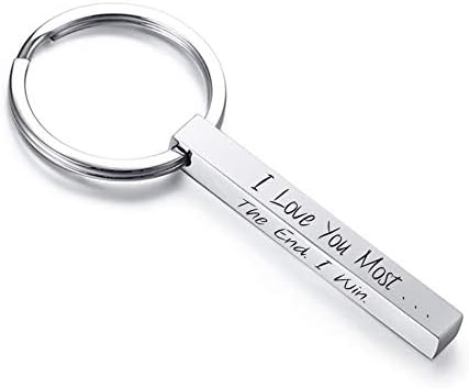 Personalized Vertical Cuboid Bar Keychain with Name for Dad Custom Engraved Bar Keychain for Boyfriend