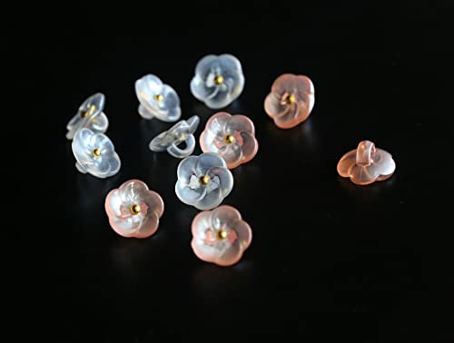 Ganssia Flower Buttons For Sewing 15/32 Inch (11.5Mm) Translucent Blouse Button Craft Scrapbooking Pink White Mix Pack Of 30Pcs #TOP2