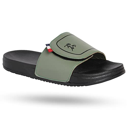 Image of PERY-PAO Mens Stylish Sliders Grey, Sky Blue, Black, White, peach, Neon Green, Olive Green Boys Slippers