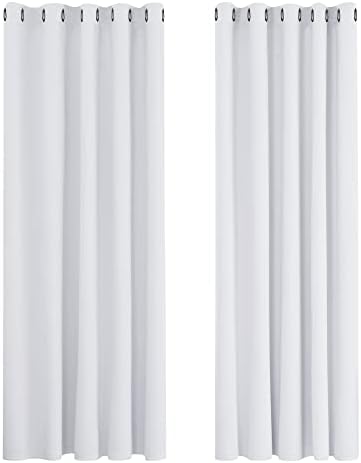 Deconovo Grey Blackout Curtains 46 x 54 Inch Eyelet Super Soft Thermal Insulated Bedroom Curtains Blackout Eyelet Curtains for Living Room Light Grey 2 Panels