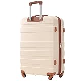 Vopese Koffer Hartschalenkoffer,mit Kulturbeutel, Rollkoffer, Handgepäck, 4 Rollen, ABS-Material, TSA-Zollschloss, 44.5 * 27.5 * 68, mit Dehnschicht, Beige N634P321965B