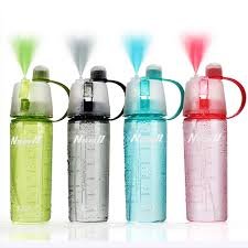 IRIS Spray Drinking Water Bottle, 600 Ml Big Storage Outdoor Sport Portable Space Cup Dual-Function Cooling & Drinking Bottle