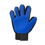Clean Pet Silicone Pet Grooming Glove – 5-Finger Deshedding & Massage Mitt for Dogs & Cats – Wet & Dry Hair Removal Glove with Adjustable Strap (Right Hand), Blue