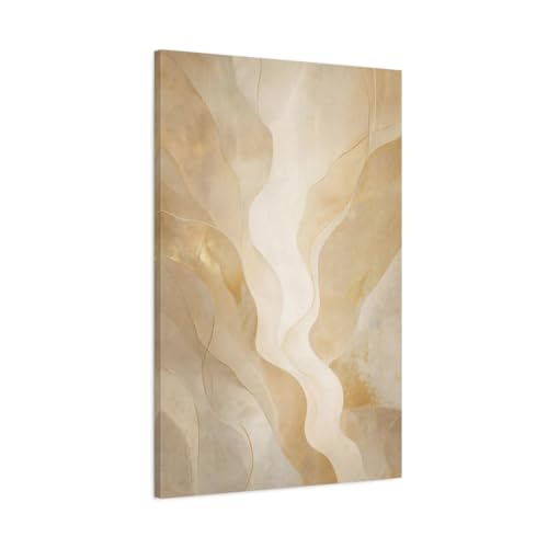 Art mural vagues abstraites dorées grand format vertical