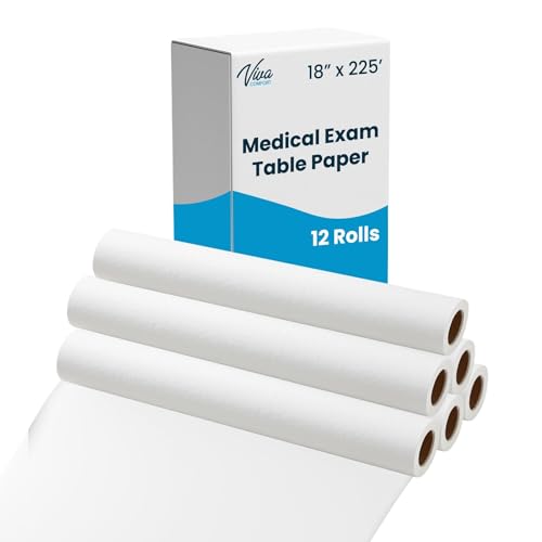 Image of VivaEssentials Smooth Medical Exam Table Paper, 18 inch x 225', Pack of 12 Rolls Massage Table Paper, Papel de Camilla