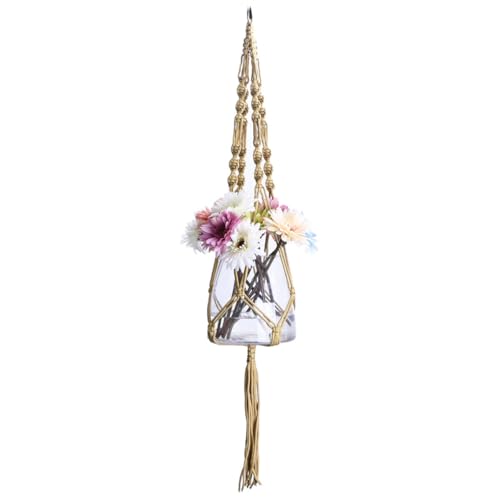 Toyvian Suspendre Macramé pour Plante en Coton Délicat, Support pour Jardinière Ronde ou Carrée, Utilisable en Intérieur et Extérieur, pour Plafond Bas ou Haut