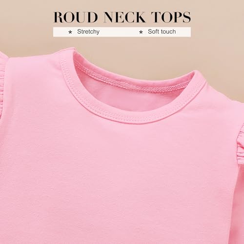 Image of SANMIO Toddler Girl Clothes Cute Ruffle Sleeve Shirt Floral Pants Headband | 3Pcs Fall Winter Outfits Kids Girls Clothing Set 1-6T