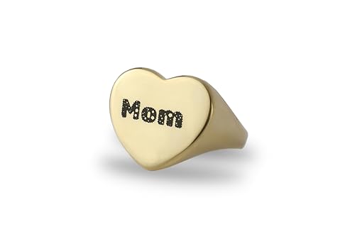 Bague chevalière maman or 14k : un bijou gravé en cœur d'une élégance intemporelle