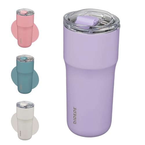 Image of BJPKPK 24 oz Coffee Tumbler, Insulated Stainless Steel Travel Cup | Double Wall Vacuum, Leak Proof Lid, Keeps Hot /Cold /Iced, BPA Free, Dishwasher Safe, Cupholder, Lavender
