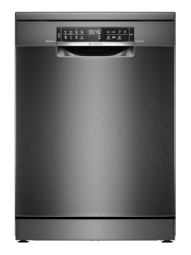 Bosch SMS6ECC12E Serie 6, Lavastoviglie da libera installazione, Home Connect, Extra Clean zone: lavaggio intenso per lo sporco più ostinato, Assistente al lavaggio, Programma Preferito,Nero, 60 cm
