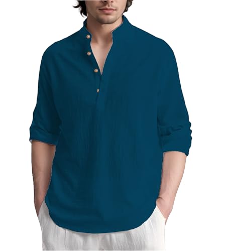 Image of Slim Fit Short Kurta for Men and Boys.(KRT BTN06, Navy Blue)