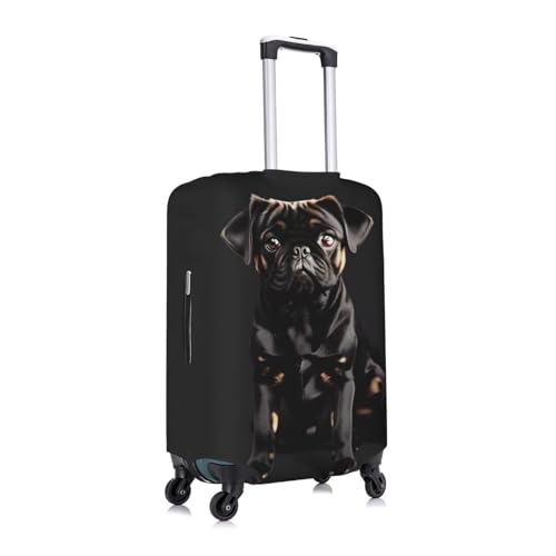 Cute Black Pug Dog-standard-scale-2_00x Print Practical Elastic Washable Travel Luggage Cover with Concealed Zipper for Suitcases3