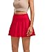 YOAKAKU Pleated Tennis Skater Skirts for Women with Pocket Shorts Flowy Golf Athletic Skort Sports Mini Skirt Red