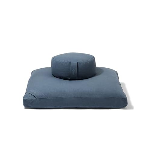 Organic Meditation Cushion Set By Renoo - Durable Comfortable Cotton, Linen, Hemp - Modern Zafu Zabuton - Buckwheat Kapok Filled Floor Pillow Yoga Bolster In 15 Colors Washable Cover - Teal #TOP18