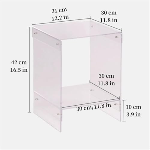 2-Tier Acrylic Side Table Modern Transparent Accent Tables Nightstand End Table for Living Room Small Space Lightweight(Orange) - Image 3