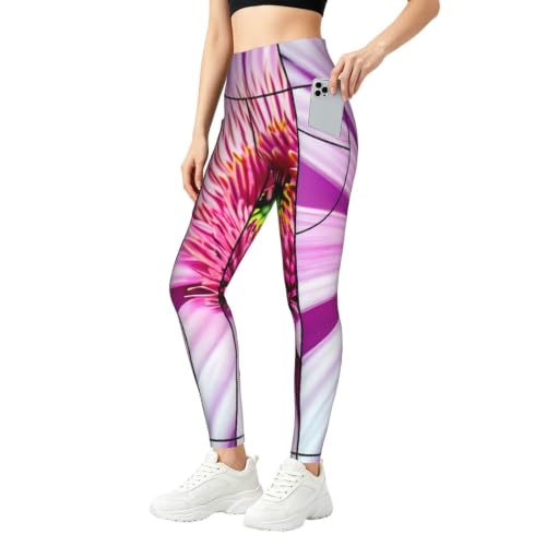 Pantalones de yoga para mujer con estampado rosa de cintura alta