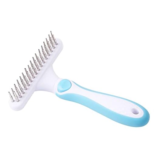 UPSCOOL Pet Grooming Brush - Double Row Shedding and Dematting Undercoat Rake Comb for Dogs and Cats - Gently Removes Loose Undercoat, Mats & Tangled Hair (Blue)