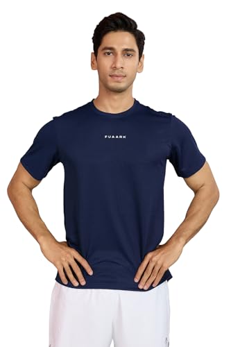 Image of FUAARK Men Solid Slim Fit Polyester Gym & Running Wear Tshirt