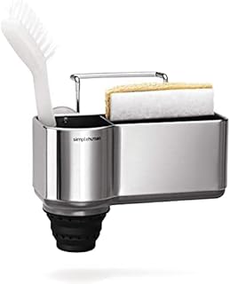 simplehuman KT1116 Kitchen Sink Caddy Organiser Holder Tidy, With Suction Cups, Wire Ledge Hanger, Extends To Hold Longer Brushes, Sponge Storage, Rustproof, Brushed Stainless Steel