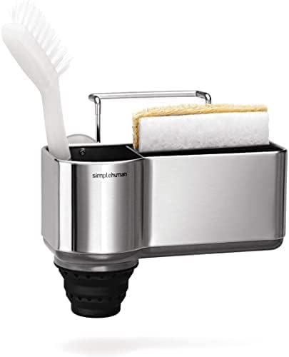 simplehuman KT1116 Kitchen Sink Caddy Organiser Holder Tidy, With Suction Cups, Wire Ledge Hanger, Extends To Hold Longer Brushes, Sponge Storage, Rustproof, Brushed Stainless Steel