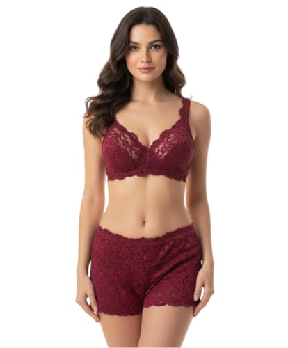 Image of Kinzie Elegant Floral Jacquard Lingerie Set, Grey Brown Maroon Bra and Brief, Comfortable Full Coverage Underwear Set, Padded Bra, Lingerie Set, Honeymoon Bikini Set,