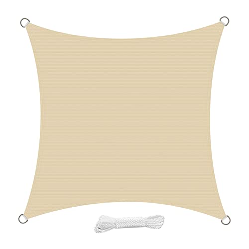 swift Voile d'ombrage Carré 2x2 Mètre Voile Ombrage HDPE Respirant Anti UV pour Jardin Terrasse Patio, Crème