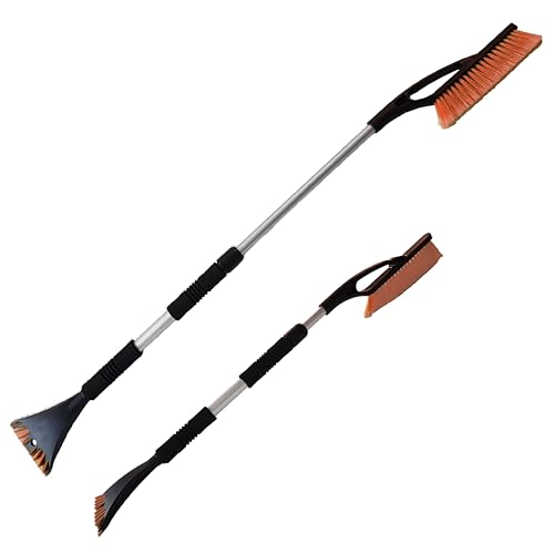 Telescopic Snow Brush with Ice Scraper, Orange