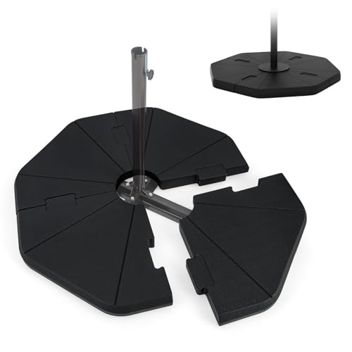 Tangkula 4-Piece Patio Umbrella Base, 208 lbs Heavy Duty Offset Cantilever Umbrella Stand, Water & Sand Fillable Hexagonal Base Plate Set with Easy-Fill Spout for Garden Yard Poolside