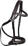 Hulara Brown Full Bitless Bridle Genuine English Leather Crossover Crossunder Bitless Bridle for Horse Headstall with Reins